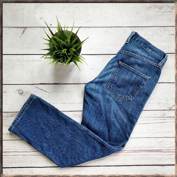 CURRENT/ELLIOTT The Boyfriend High Low Medium Blue Straight Leg Jeans 24 - Picture 1 of 8